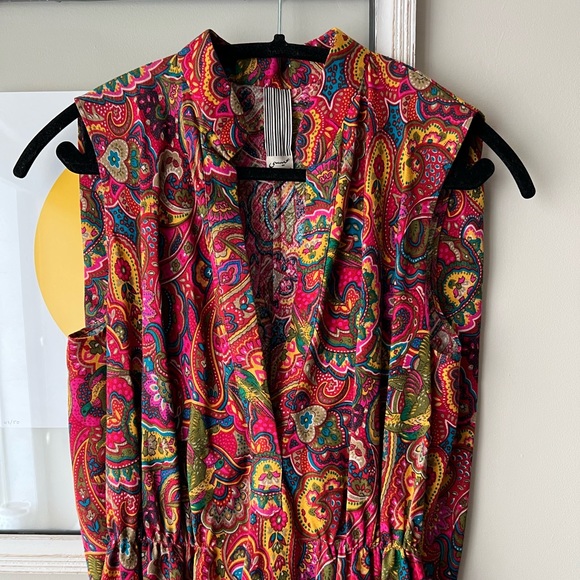 Sleeveless Silk Wool Paisley Dress, size 4 NWOT - Picture 3 of 10